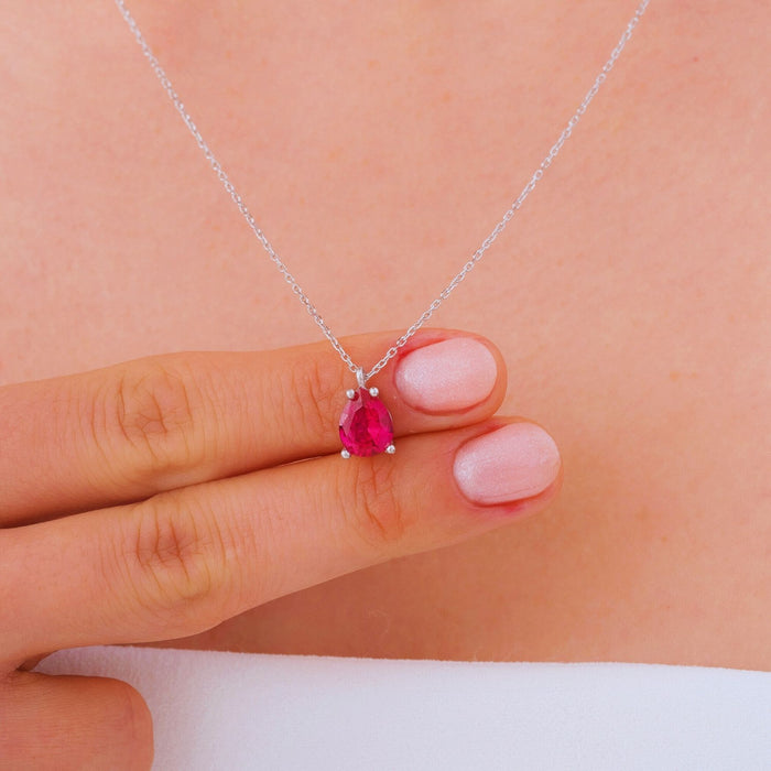 14K Gold Ruby Teardrop Necklace – July Birthstone Pendant | Timeless & Elegant Gift