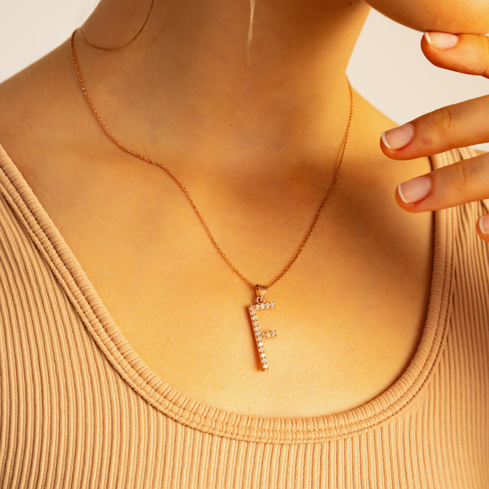 Bold Zircon Initial Necklace – Silver, Gold &amp; Rose Gold | Custom Letter Pendant