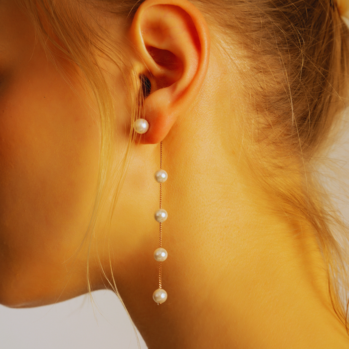 Dainty Cascading Pearl Earrings – Gold & Silver