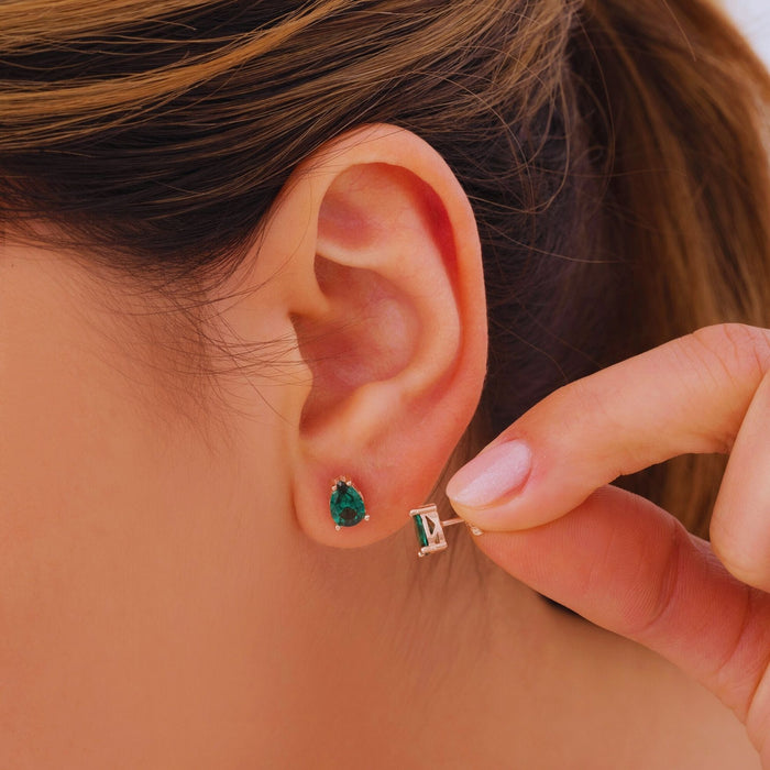 Emerald Teardrop Earrings – May Birthstone Jewellery | Minimalist & Elegant Design