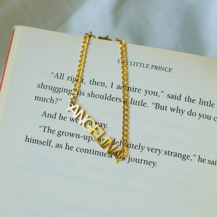 Personalized Name Bracelet with Curb Chain – Silver & 14K Gold