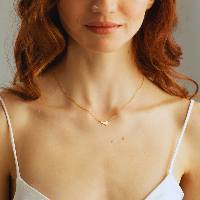 Dainty Fox Necklace – Silver & Gold