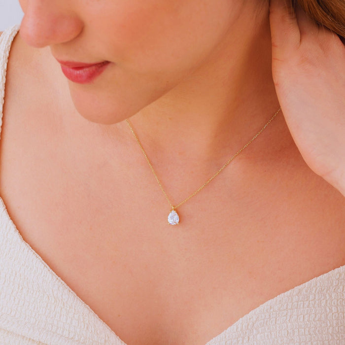 Teardrop Diamond Necklace – Gold Filled & Sterling Silver | Timeless, Dainty & Elegant