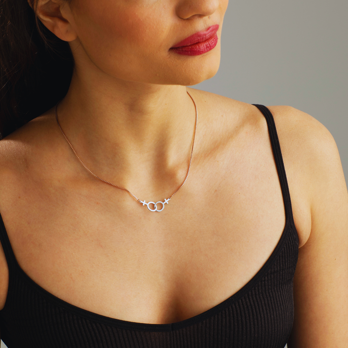 Lesbian Pride Necklace – Double Venus Pendant
