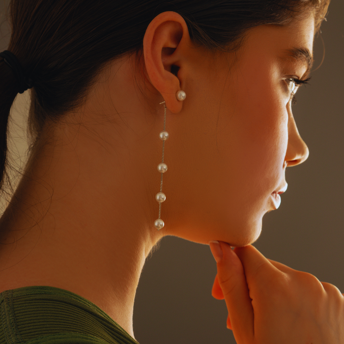 Dainty Cascading Pearl Earrings – Gold & Silver