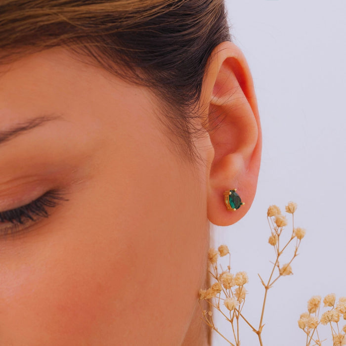 Emerald Teardrop Earrings – May Birthstone Jewellery | Minimalist & Elegant Design