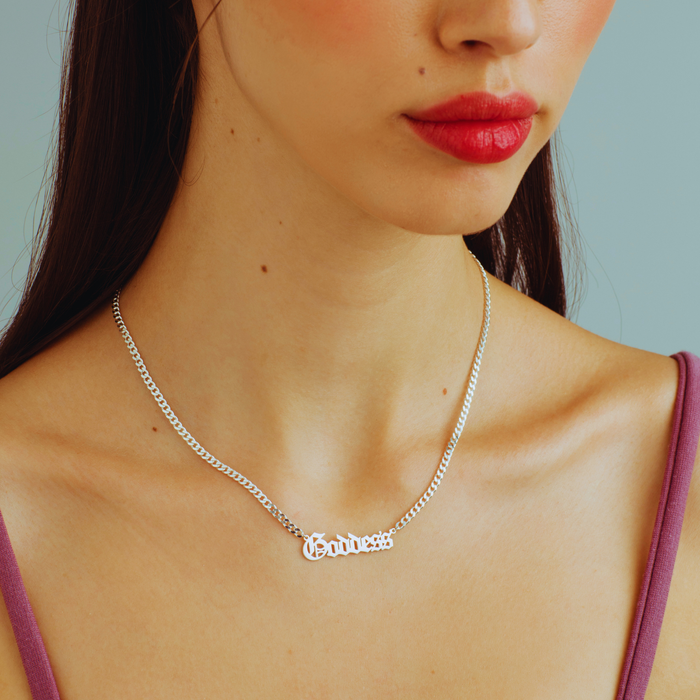 Old English Name Necklace – Silver & Gold | Gothic Style