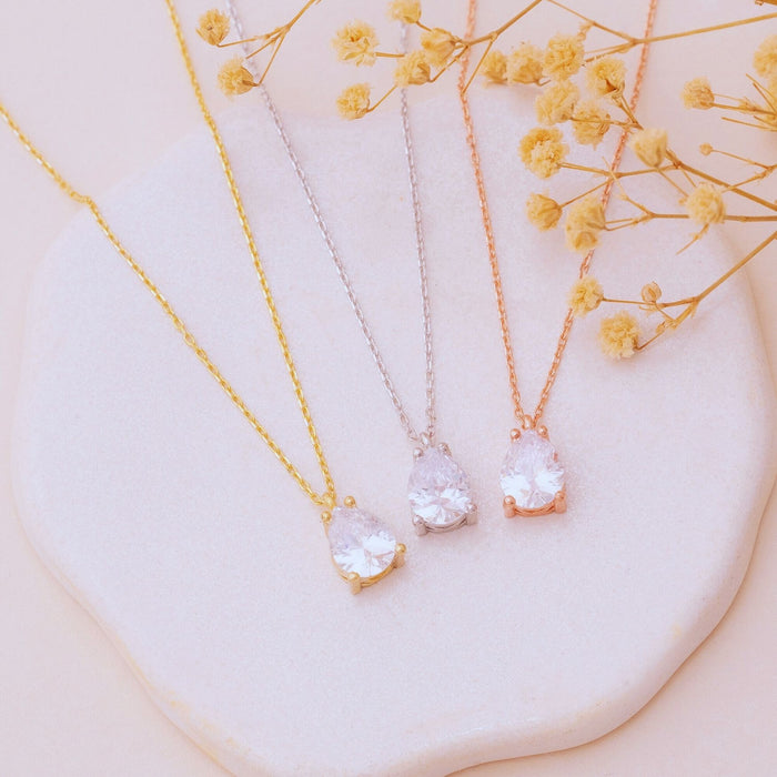 Teardrop Diamond Necklace – Gold Filled & Sterling Silver | Timeless, Dainty & Elegant