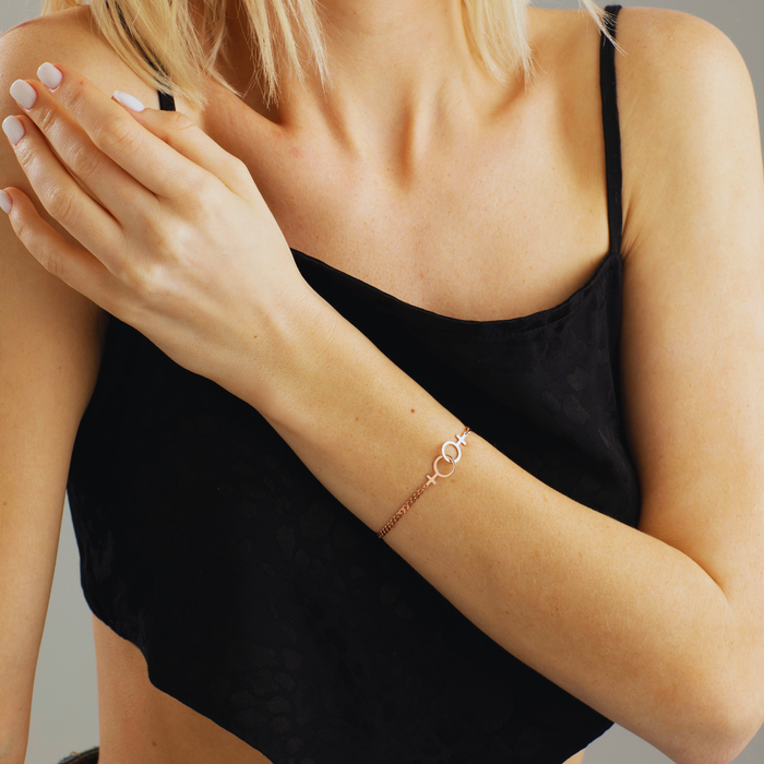 Lesbian Pride Bracelet – Double Venus Charm | Custom Silver, Gold & Rose Gold