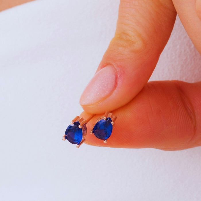 Pear Sapphire Teardrop Earrings – Silver & Gold | September Birthstone Jewellery