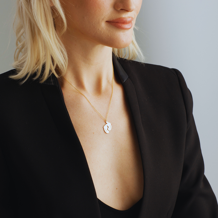 Personalized Baby Footprint Necklace – Silver & Gold | Keepsake for New Moms