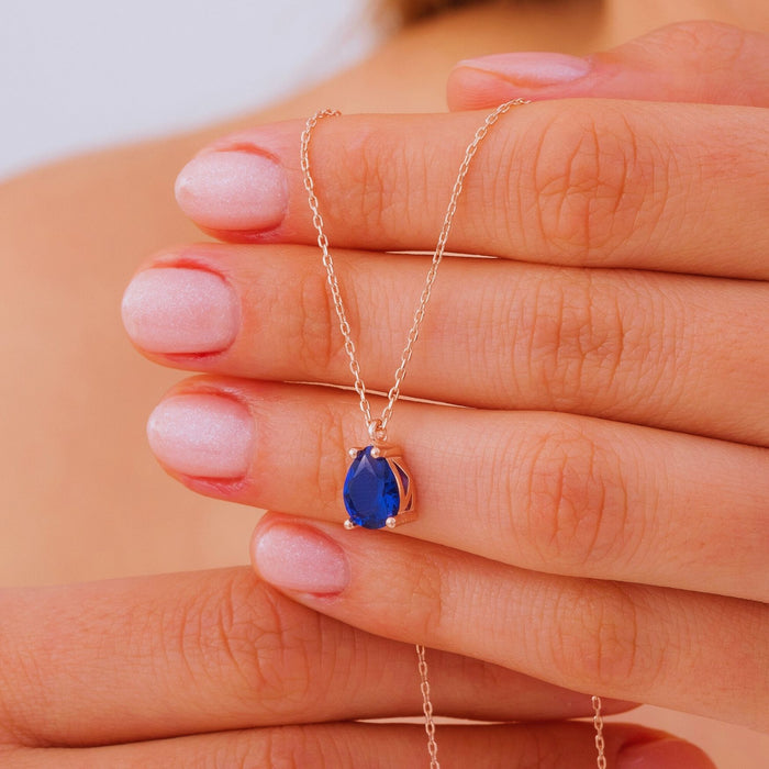 Teardrop Sapphire Necklace – Gold Filled & Solid Gold | September Birthstone Jewellery