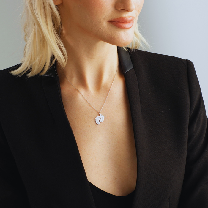 Personalized Baby Footprint Necklace – Silver & Gold | Keepsake for New Moms