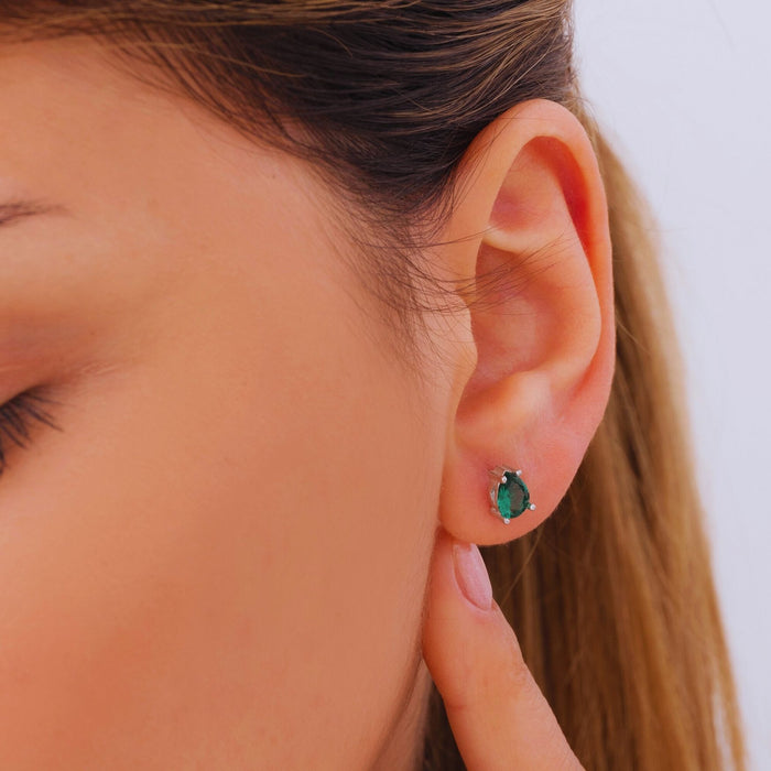 Emerald Teardrop Earrings – May Birthstone Jewellery | Minimalist & Elegant Design