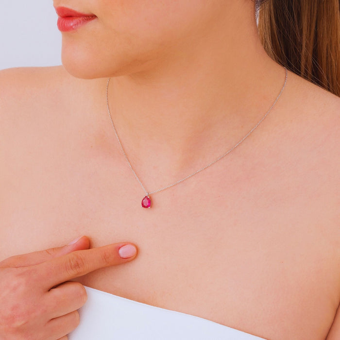 14K Gold Ruby Teardrop Necklace – July Birthstone Pendant | Timeless & Elegant Gift