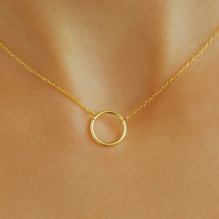 Minimalist Circle Necklace – Silver & Gold | Dainty Everyday Jewellery