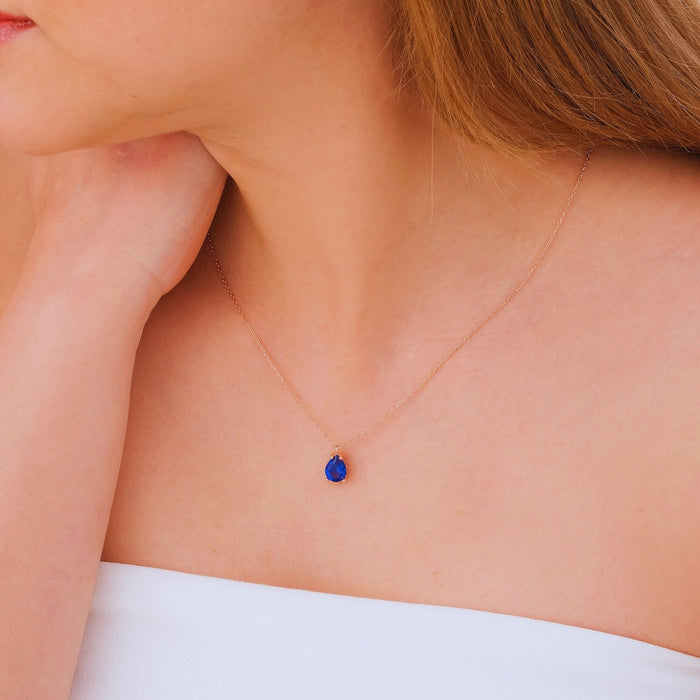 Teardrop Sapphire Necklace – Gold Filled & Solid Gold | September Birthstone Jewellery