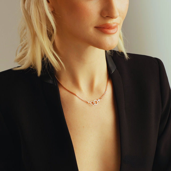 Lesbian Pride Necklace – Double Venus Symbol on Curb Chain