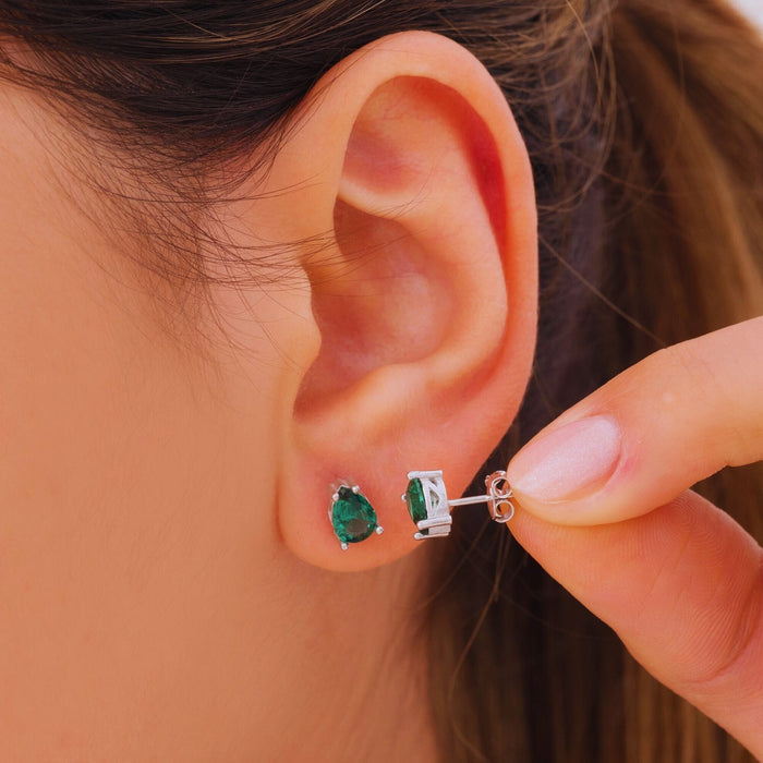 Emerald Teardrop Earrings – May Birthstone Jewellery | Minimalist & Elegant Design