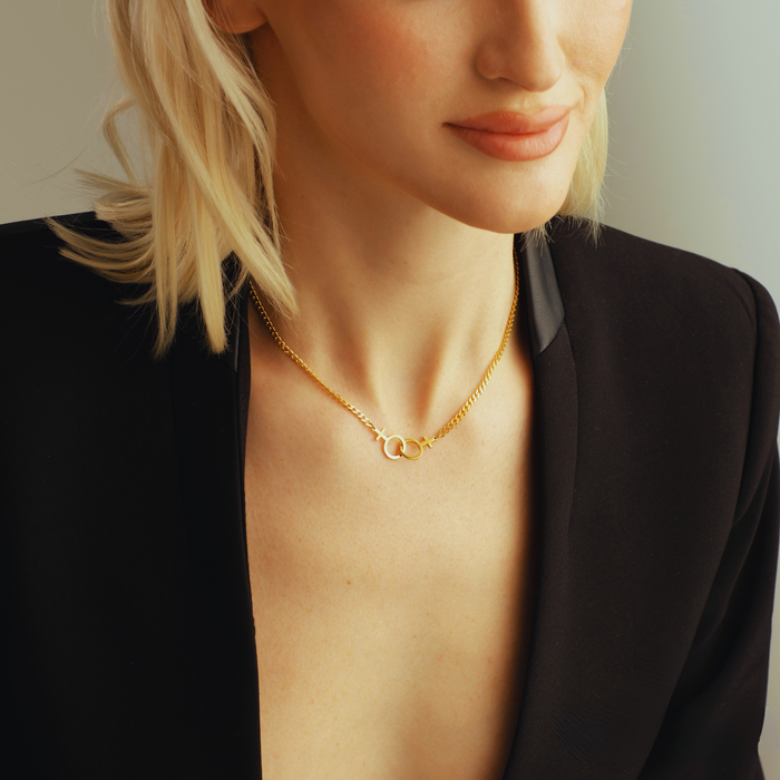 Lesbian Pride Necklace – Double Venus Symbol on Curb Chain