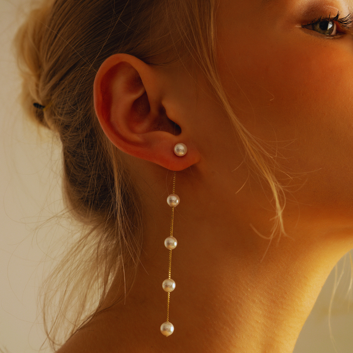 Dainty Cascading Pearl Earrings – Gold & Silver