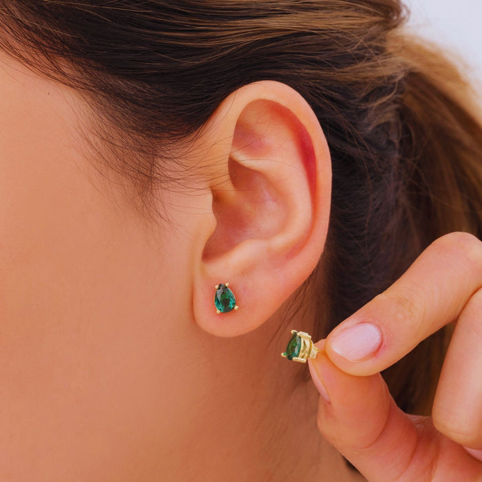 Emerald Teardrop Earrings – May Birthstone Jewellery | Minimalist & Elegant Design