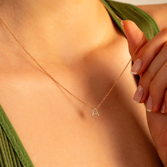 Zircon Initial Necklace – Silver & Gold | Personalized Jewellery