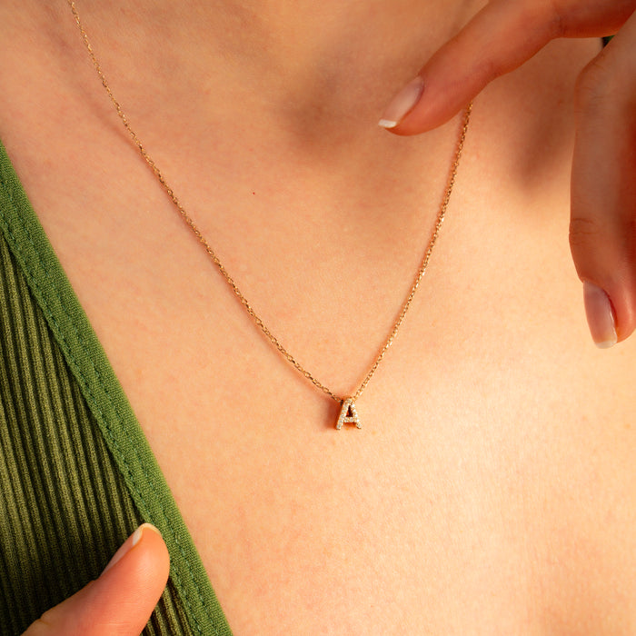 Zircon Initial Necklace – Silver & Gold | Personalized Jewellery