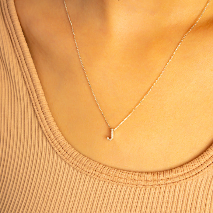 Zircon Initial Necklace – Silver & Gold | Personalized Jewellery