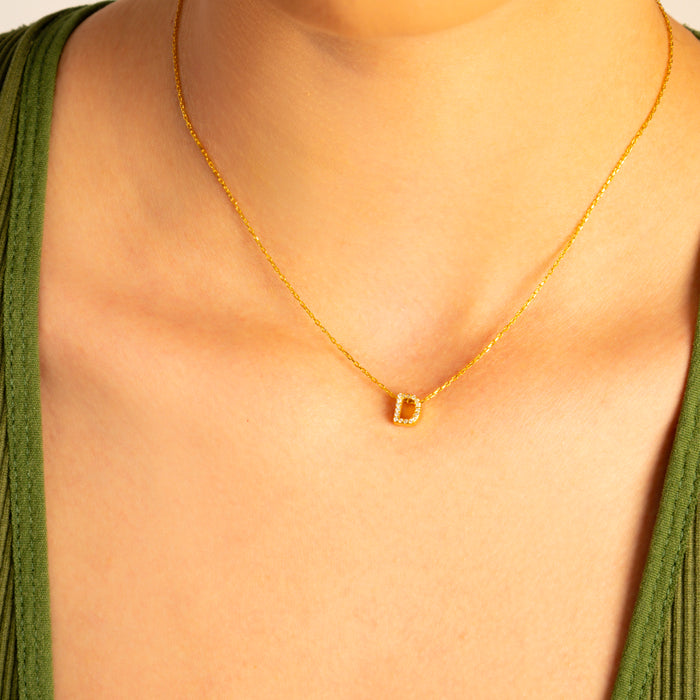 Zircon Initial Necklace – Silver & Gold | Personalized Jewellery