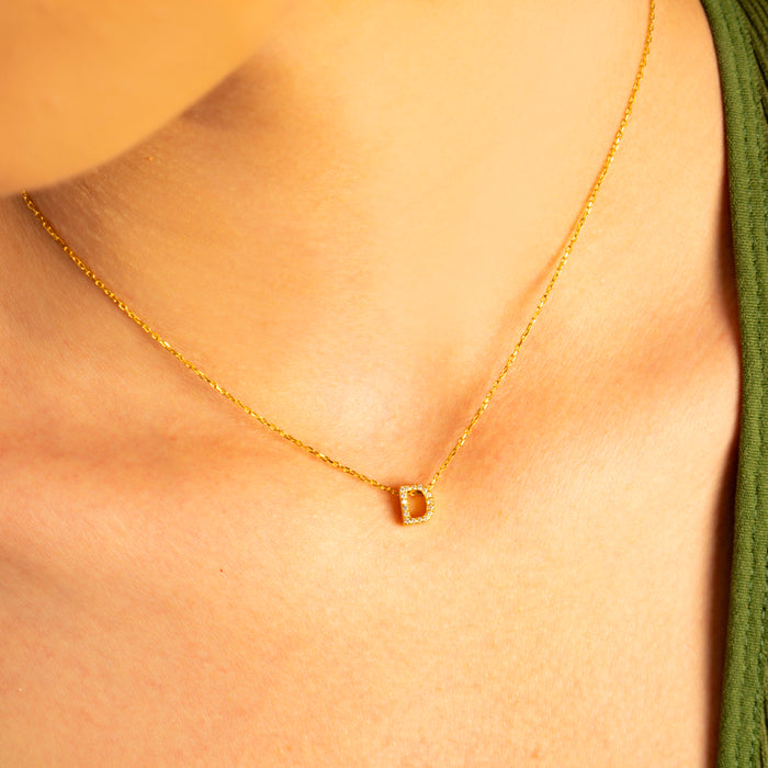 Zircon Initial Necklace – Silver & Gold | Personalized Jewellery