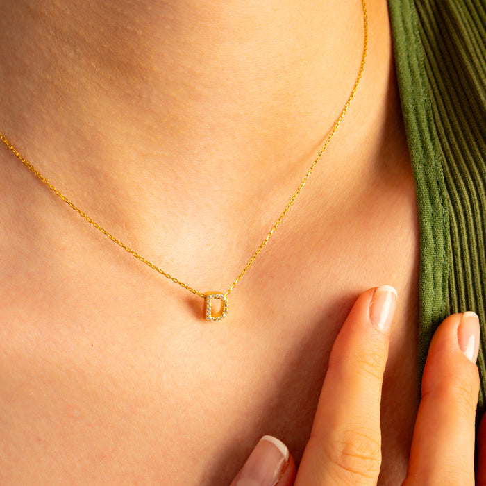 Zircon Initial Necklace – Silver & Gold | Personalized Jewellery