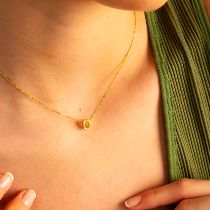 Zircon Initial Necklace – Silver & Gold | Personalized Jewellery
